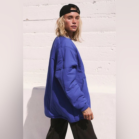 New Free People Movement Midnight Moon Solid Bomber Jacket Cobalt Blue XS/S/M - Picture 3 of 11